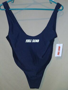 Full Send Nelk Boys Women's One Piece Swimsuit Bodysuit Black Size M NWT